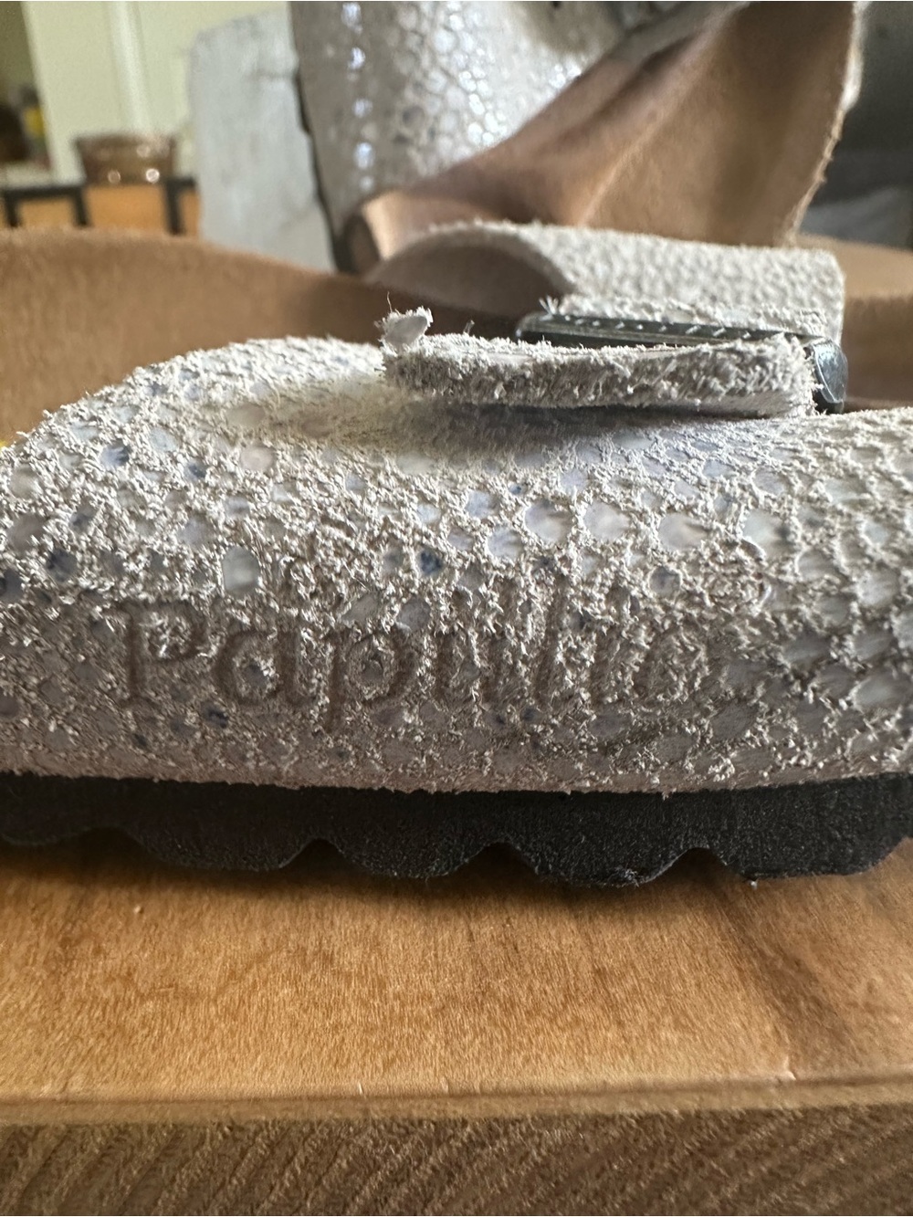 Papillio Women's Silver Textured Single-Band Cork Slide sandal Size 7 Like new - Picture 4 of 8